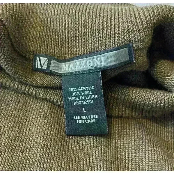 Mazzoni Mens Lg Brown Mock Neck Long Sleeve Acrylic Wool Sweater Lightweight - Picture 5 of 8